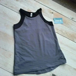 NWT Soffe Girls High Neck Track Tank Top S Black and Gray